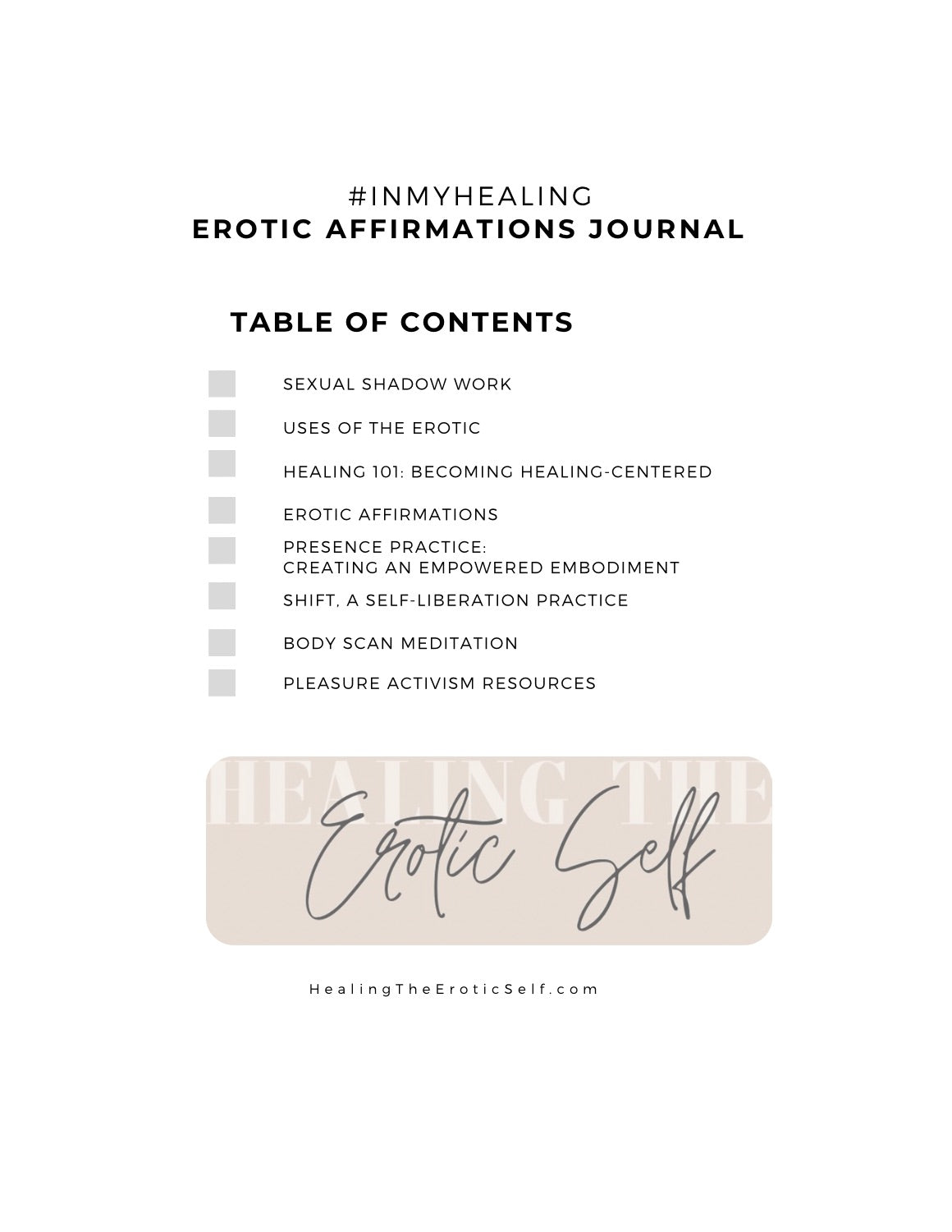 #InMyHealing Erotic Affirmations Journal